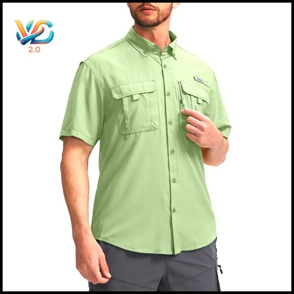 Men's UPF50+ Fishing Shirt with Zipper Pockets Short Sleeve Activewear